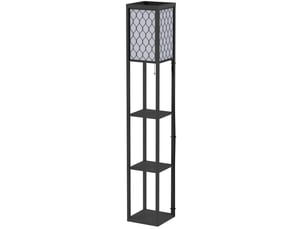 Lampadaire 26x26x160 cm avec trois compartiments ouverts mdf noir