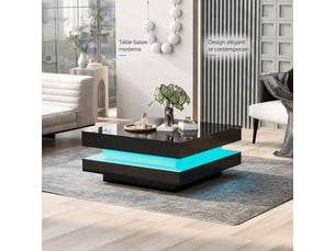 Table basse carré(e) coloris noir <strong></strong> <strong></strong> - 70 cmx70 cm