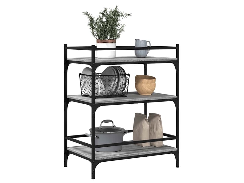  Desserte de cuisine, chariot de rangement sonoma gris 65x40x86,5 cm bois d'ingénierie  - Conforama E