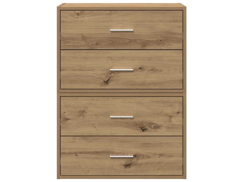  Lot de 2 armoire à tiroirs, commode avec 4 tiroirs chêne artisanal bois d'ingénierie  - Conforama D