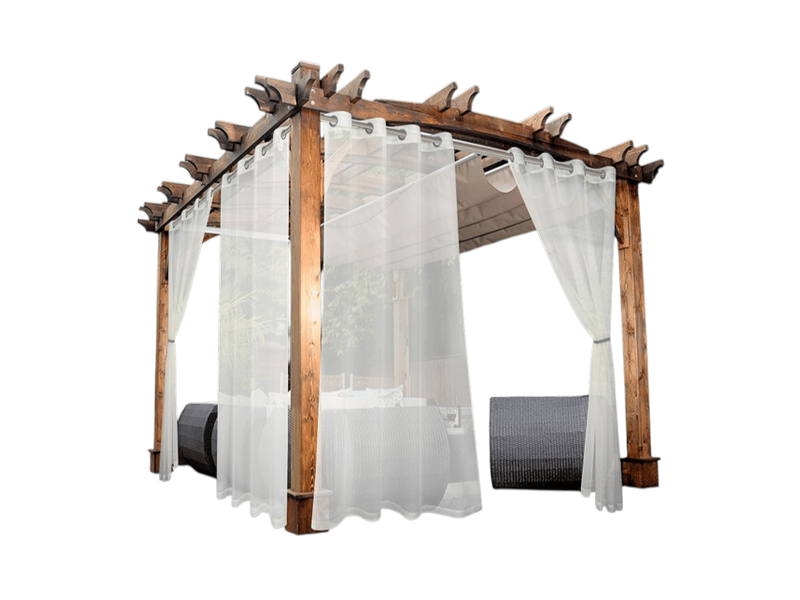 Rideaux transparents imperméables pour terrasse, lot de 2, 132 x 213 cm, filtrant la lumière, avec œillets, pour véranda, tonnelle,jardin, blanc  - Conforama A