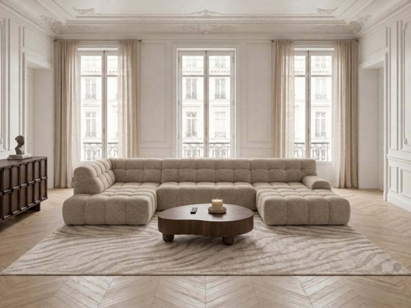  Bobochic canapé panoramique avance-recule électrique andre tissu texturé beige  angle gauche ANDRE - Conforama B