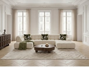 Canapé d'angle gauche convertible <strong>BOBOCHIC</strong> <strong>ANDRE</strong> 4 places Tissu Beige