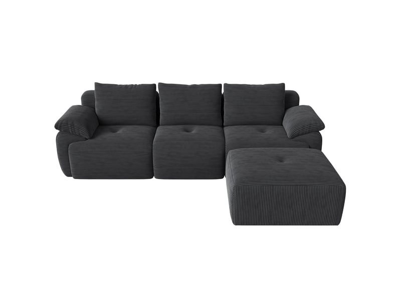  Canapé d'angle modulable - 264x161x71cm - canapé 3 places en velours côtelé, sans assemblage - gris foncé  - Conforama A