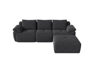 Canapé d'angle modulable - 264x161x71cm - canapé 3 places en velours côtelé, sans assemblage - gris foncé