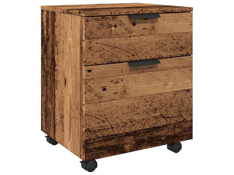  Caisson de bureau, classeur mobile roues vieux bois 45x38x54 cm bois d'ingénierie  - Conforama A
