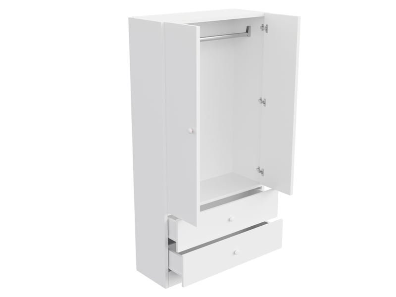  Armoire 70x40x170 cm blanche avec 2 tiroirs  - Conforama E