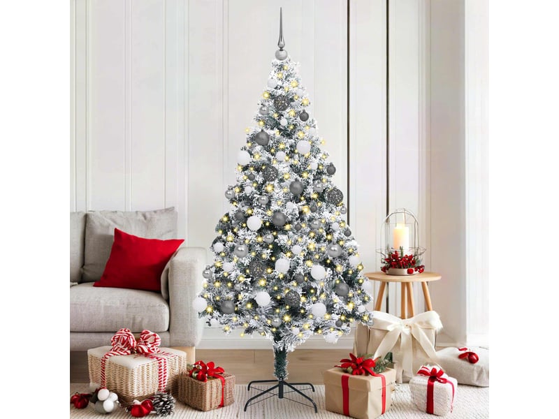  Sapin de noël, arbre de noël artificiel blanc 180 cm pvc, acier et plastique cf61273  - Conforama B