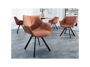 Lot de 2 chaises design comfy pivotantes à 180° en microfibre marron et pieds noirs
