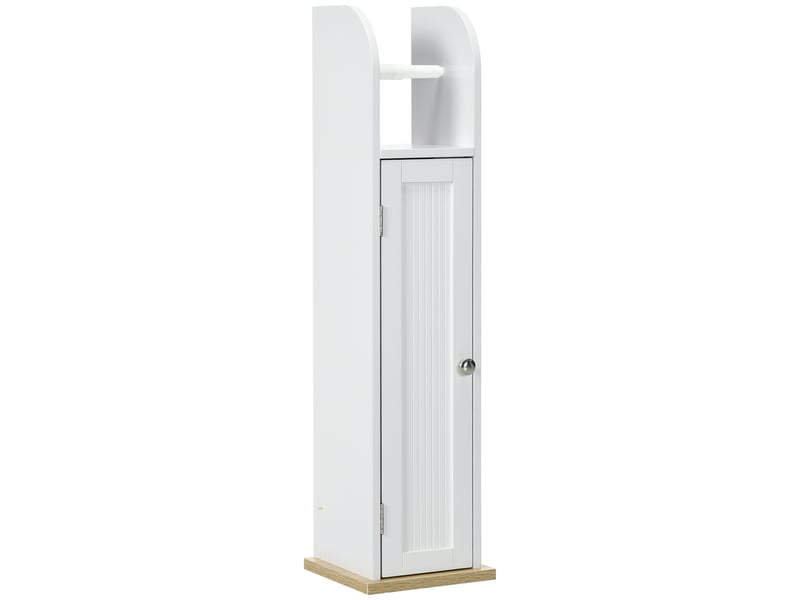 Meuble de salle de bain avec porte-papier toilette et 3 compartiments, 20 x 20 x 80 cm, blanc - Conforama A