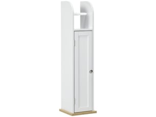 Meuble de salle de bain avec porte-papier toilette et 3 compartiments, 20 x 20 x 80 cm, blanc