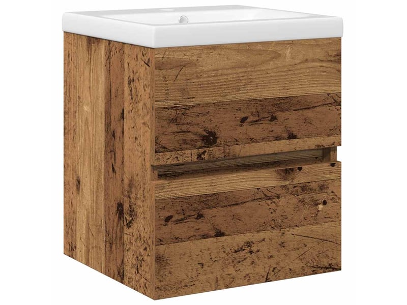  Meuble de lavabo de salle de bain, armoire de bain chêne noir 80 x 39 x 62 cm cf65542  - Conforama A