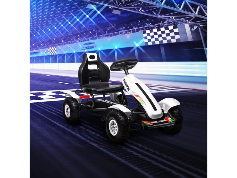  Karting à pédales pour enfants de 5 à 12 ans, en plastique et métal, avec siège réglable et frein à main, 121 x 58 x 61 cm  - Conforama C