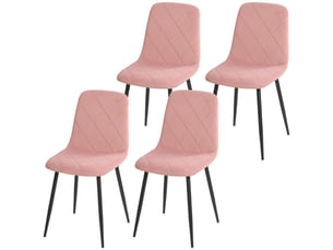 Lot de 4 chaises de salle à manger tissu aspect velours rose 45 x 54 x 87 cm
