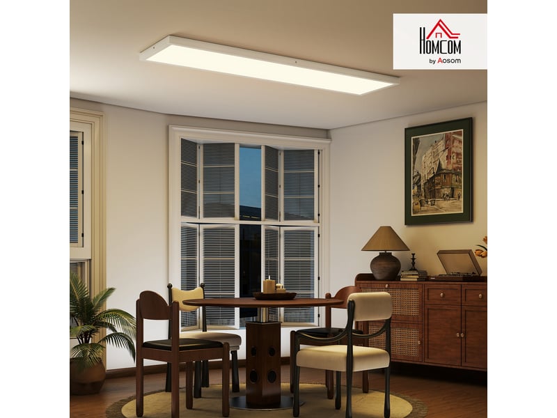  Ensemble de 4 plafonniers et appliques murales à température de couleur réglable (3000k4000k6000k) avec interrupteur dip, 120 x 30 x 3,7 cm, blanc  - Conforama D