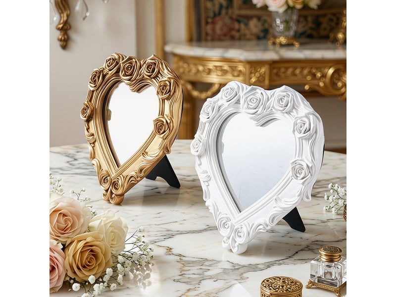  Miroir suspendu en résine dorée en forme de cœur – miroir en relief de style européen – décoration bohème pour salon ou bureau – lot de 2  - Conforama D