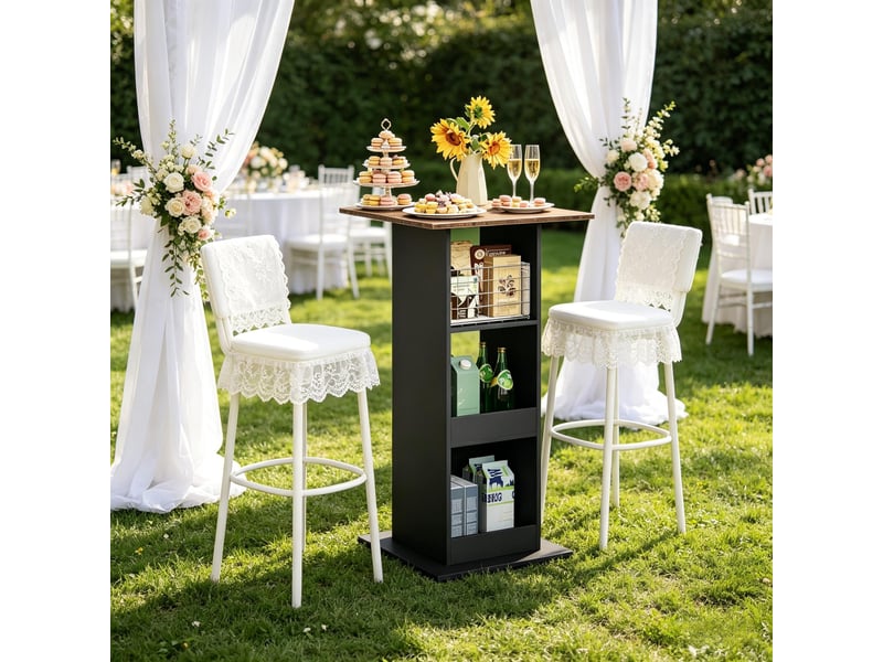  Table haute carrée 2-en-1, table de bar, table à manger et table d’appoint  - Conforama E