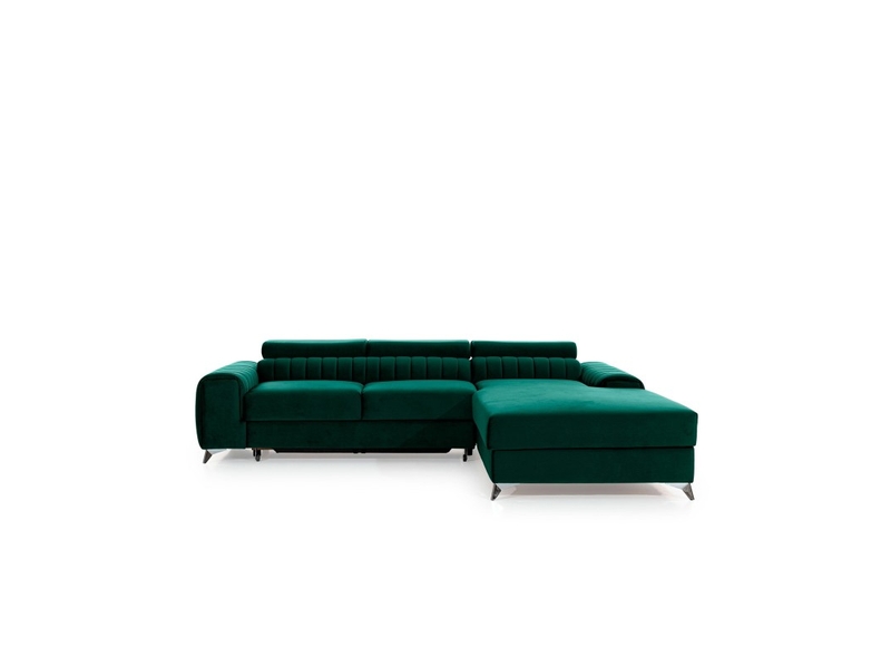 Canapé d'angle droit vert émeraude convertible 3 places jayson assise haute résilience - Conforama A