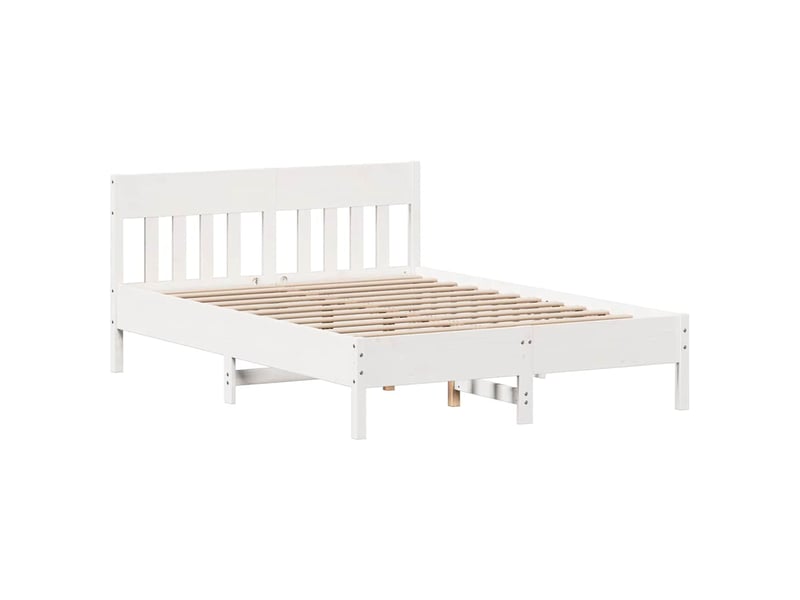  Lit double- lit adulte -  cadre de lit sans matelas blanc 140x190 cm bois de pin massif  - Conforama D