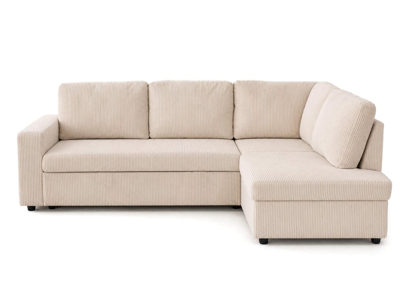Meiya - canapé d'angle droit 5 places convertible avec coffre en velours côtelé - best mobilier - beige MEIYA - Conforama A