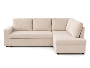 Canapé d'angle droit convertible BESTMOBILIER MEIYA 5 places Velours beige avec coffre de rangement