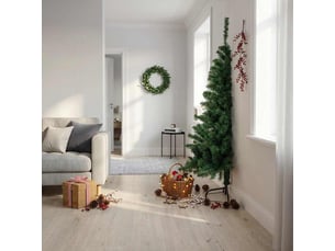 Sapin de noël - arbre de noël artificiel moitié avec support vert 180 cm pvc