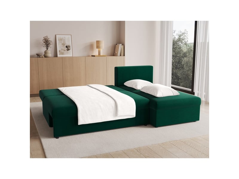  Canapé d'angle vert foncé 3 places angle universel 206x90x146cm gina  - Conforama D