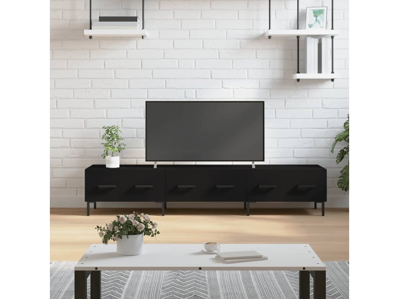  Meuble tv - banc tv - meuble de rangement noir 150x36x30 cm bois d'ingénierie  - Conforama B