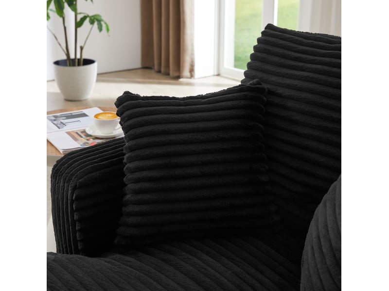 Canapé convertible 1 place en velours côtelé noir, chaise longue confortable pour salon, bureau et petit appartement - Conforama D