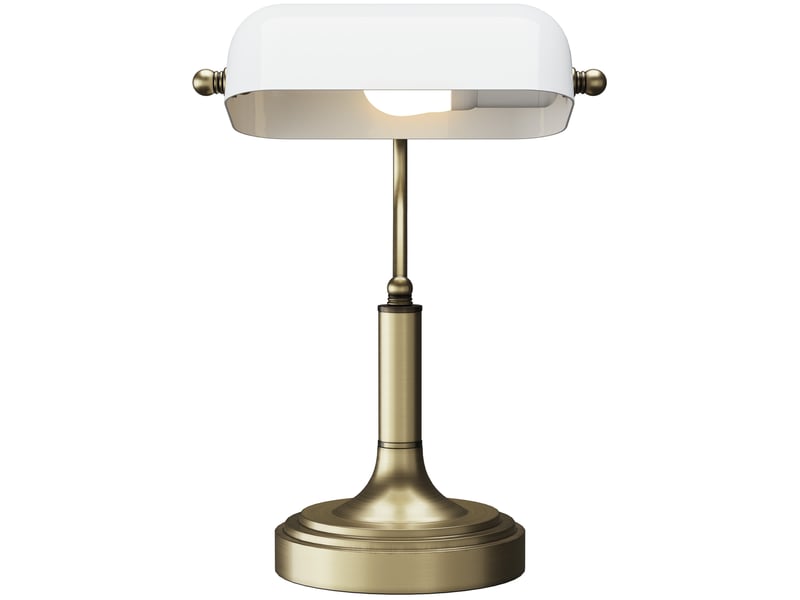  Lampe de bureau de banquier avec abat-jour réglable et interrupteur à bascule pour bureaubibliothèque, blanche  - Conforama A