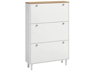 Meuble à chaussures 24 paires, armoire à chaussures étroite avec 3 tiroirs rabattables, étagères réglables, blanc