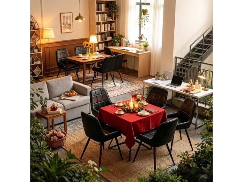  Ensemble 4 chaises rembourrées chic – salon et cuisine, style bureau à domicile  - Conforama E
