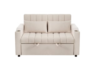 Canapé droit convertible <strong>SEYAKANY</strong> <strong></strong> 2 places Tissu beige