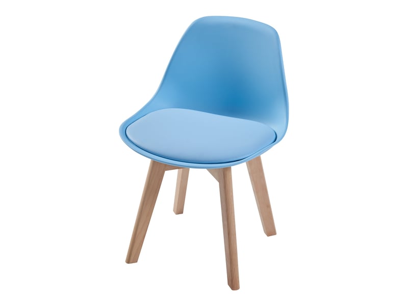  Set de 2 chaises pour enfants rembourré en similicuir pu plastique hêtre bleu ciel 03_0010574  - Conforama D