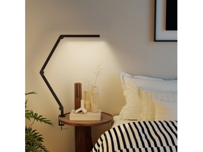  Lampe de bureau led à pince 121,5 cm – noire – 96 led, lumière réglable, bras articulé en aluminium  - Conforama B