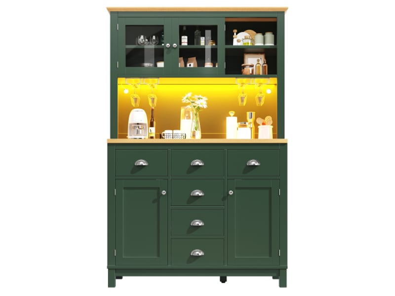 Buffet avec led, tiroirs et rangements, vert, 104x40x180 cm - Conforama A