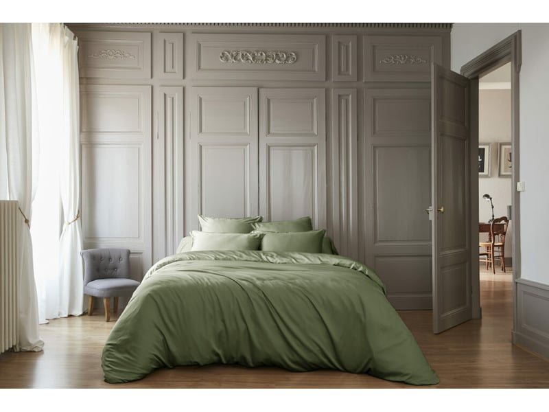 Housse de couette 260 x 240 cm 100% viscose de bambou 120 fils salomé romarin 15181 - Conforama A