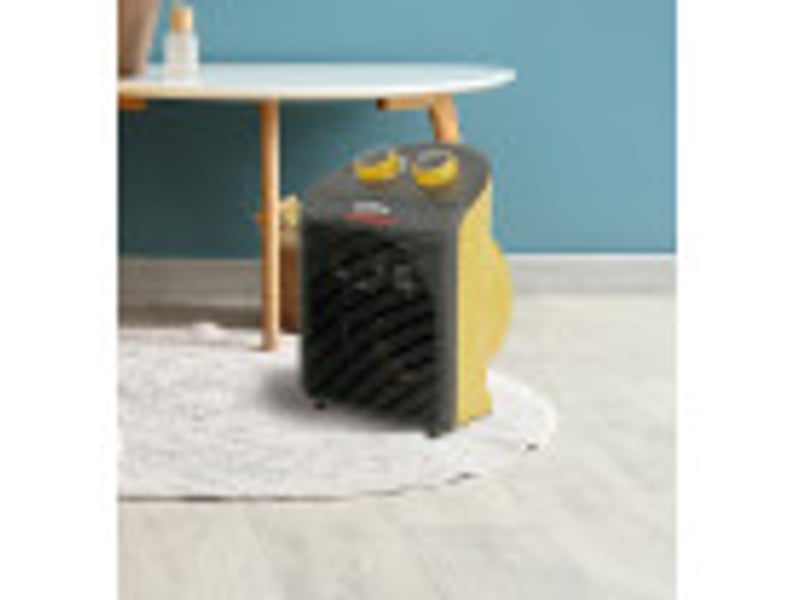  Chauffage soufflant ABRILA Croacia 2000 W jaune et noir, 2 puissances, 3 fonctions, thermostat réglable et sécurité anti-basculement 227422050 - Conforama D