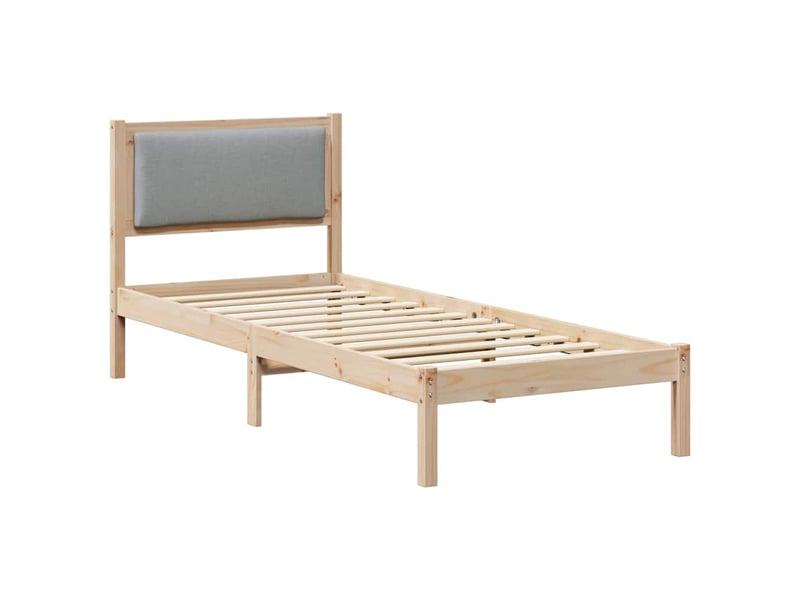  Lit simple- lit adulte -  cadre de lit avec tête de lit gris clair 80 x 200 cm pin massif  - Conforama A