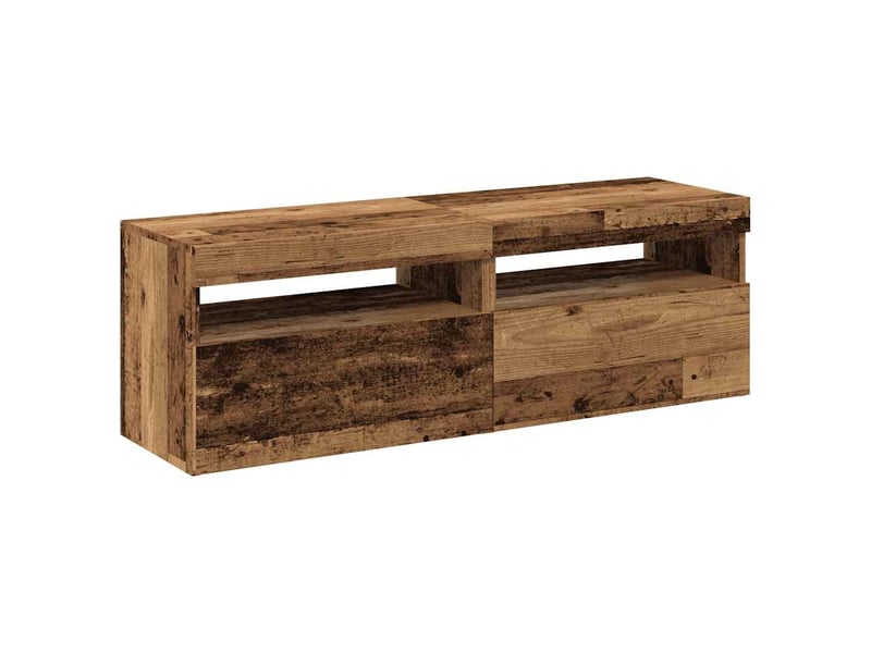  Lot de 2 meuble tv avec lumières led vieux bois bois d'ingénierie  - Conforama E