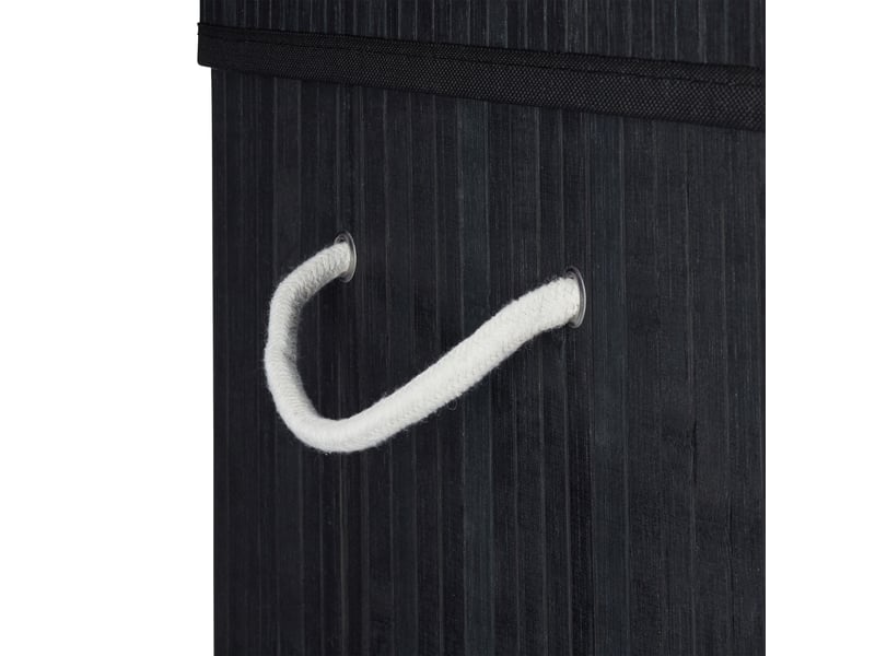  Panier à linge en bambou 63 x 55 x 35 cm avec couvercle aéré 2 compartiments déco salle de bain en bambou naturel 13_0006479  - Conforama D