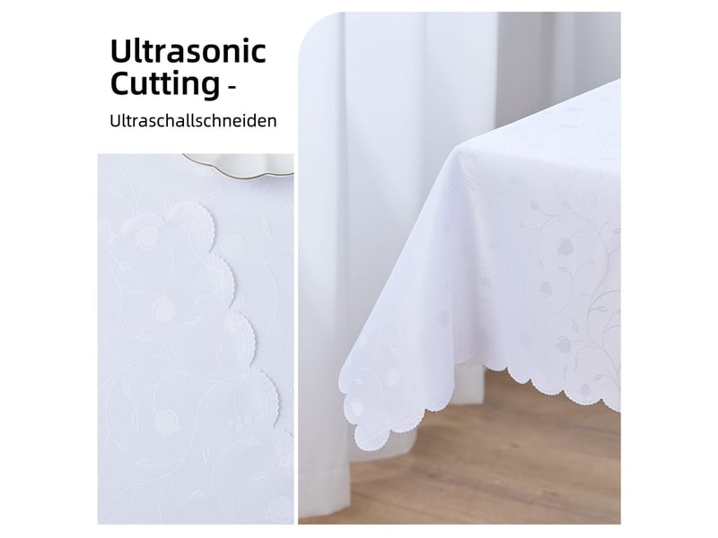  Nappe de table - 140x240 cm - nappe imperméable effet lotus et anti-taches - blanc  - Conforama D