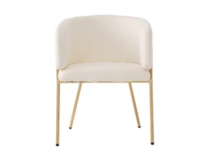 Chaise de salle à manger 57x57x77 cm, revêtement en tissu blanc, 4 pieds métalliques, style raffiné