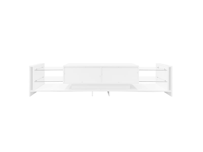  Ensemble meuble tv blanc avec table basse, finition brillante et led  - Conforama D