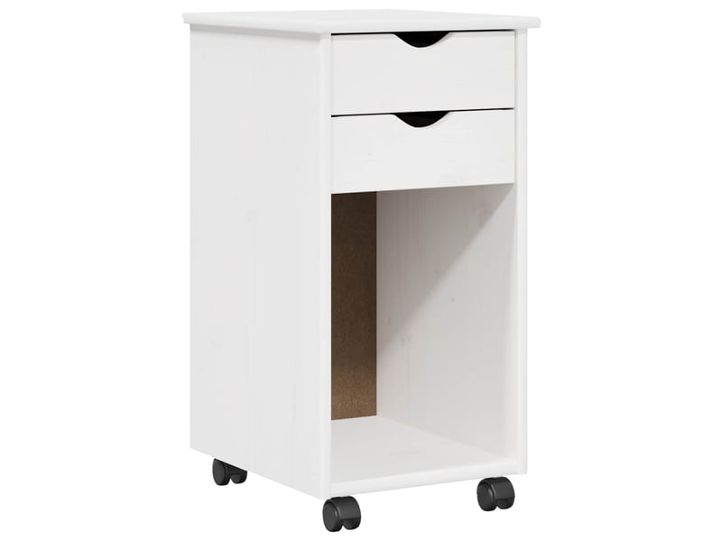  Caisson roulant de bureau, meuble de rangement 34 x 39 x 65,5 cm pin massif blanc  - Conforama A