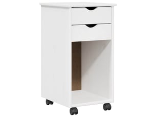 Caisson roulant de bureau, meuble de rangement 34 x 39 x 65,5 cm pin massif blanc