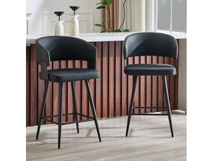 Lot de 2 chaises de salle à manger pu 46x56x82 cm accoudoirs noire