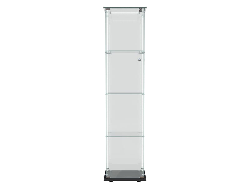  Vitrine d'exposition - 39.8x35x163cm - en verre 4 niveaux, vitrine porte simple avec ruban led, serrure - noir  - Conforama A