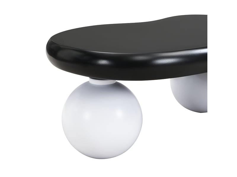  Table basse, avec éclairage led, 95 x 62,5 x h 32 cm, blanc et noir, structure en mdf, forme de nuage, led 16 couleurs, pieds ronds, pour votre salon Luxe haut de gamme - Conforama E