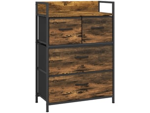 Meuble de rangement style industriel commode 4 tiroirs en tissu pliables et amovibles et 1 étagère - 60 x 29 x 85 cm
